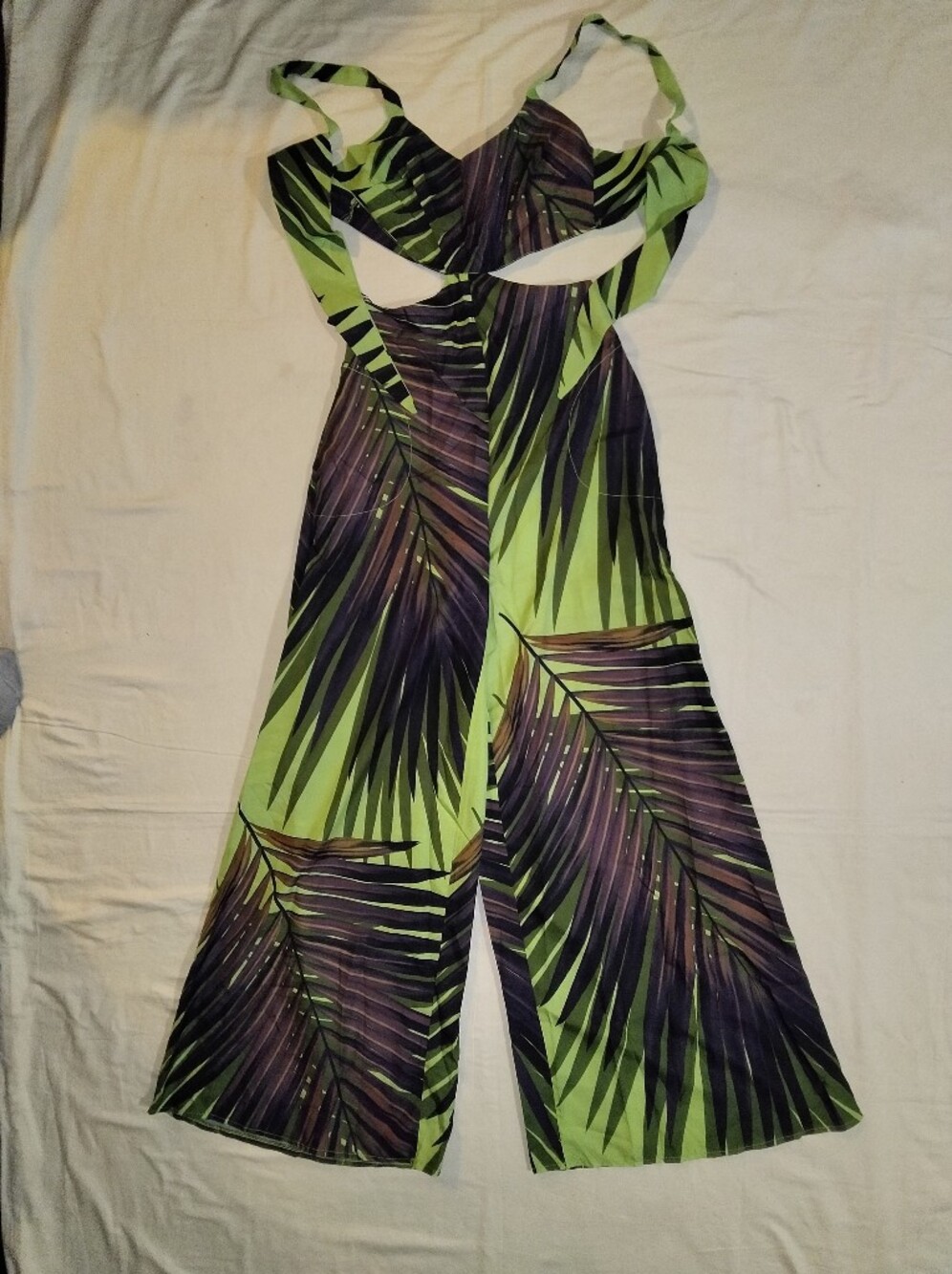 Girls Green & Purple Tropical Leaf One-Piece Bodysuit by